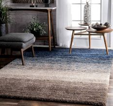 Handmade Navy Geometric Hall Rug